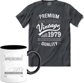 Vintage Legend Sinds 1979 - verjaardag en feest cadeau - Kado tip - T-Shirt met mok - Unisex - Mouse Grey - Maat L