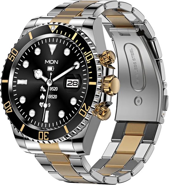 Smartwatch AW12- heren -Roestvrijstaal- Activity Tracker - Smartwatch ...