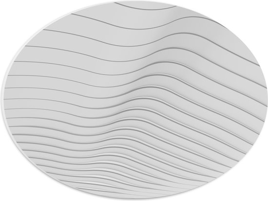 PVC Schuimplaat Ovaal - Golvende Lijnen op Witte Achtergrond - 40x30 cm Foto op Ovaal (Met Ophangsysteem)