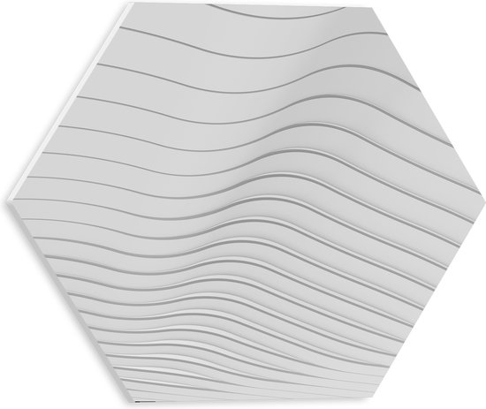 PVC Schuimplaat Hexagon - Golvende Lijnen op Witte Achtergrond - 30x26.1 cm Foto op Hexagon (Met Ophangsysteem)