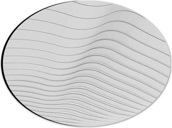 Dibond Ovaal - Golvende Lijnen op Witte Achtergrond - 28x21 cm Foto op Ovaal (Met Ophangsysteem)