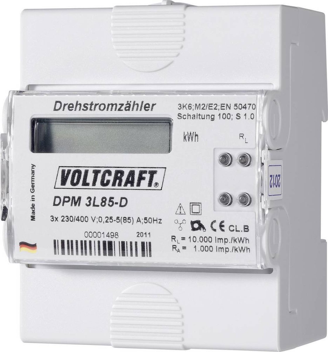 VOLTCRAFT DPM 3L85-D kWh-meter 3-fasen Digitaal 85 A Conform MID: Nee 1 stuk(s)