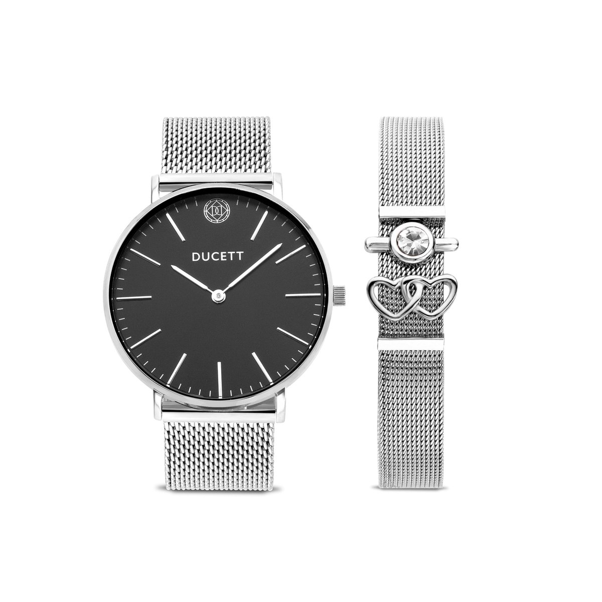 DUCETT - Black mesh + Mesh bracelet luxe silver - Watches - Dames