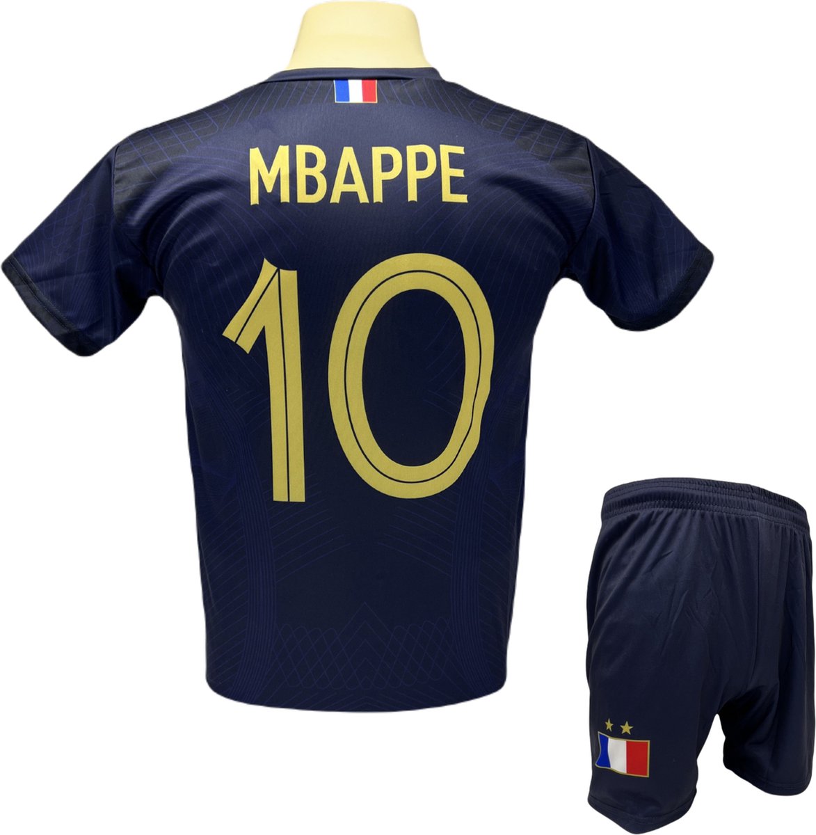 Kylian Mbappé - Frankrijk Thuis Tenue - voetbaltenue - Voetbalshirt + Broek Set - Blauw - Maat: 164 (S)