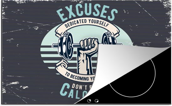 KitchenYeah® Inductie beschermer 81.2x52 cm - Gewichten - Sport - Retro - Kookplaataccessoires - Afdekplaat voor kookplaat - Inductiebeschermer - Inductiemat - Inductieplaat mat