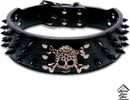 Foto: Halsband hond skull met spikes zwart size xs 38cm tot 46cm verstelbaar