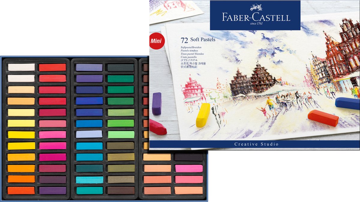 Faber Castell pastelkrijt - halve lengte - etui - 72 stuks - FC-128272 - Faber-Castell