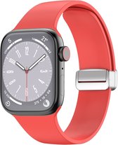 By Qubix Siliconen bandje - Folding Buckle - Rood - Geschikt voor Apple Watch 38mm - 40mm - 41mm - Compatible Apple watch bandje - smartwatch bandje -