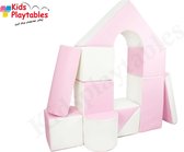 Zachte Soft Play Foam Blokken set 11 stuks wit-roze | grote speelblokken | baby speelgoed | foamblokken | reuze bouwblokken | motoriek peuter | schuimblokken