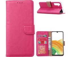 Hoesje Geschikt Voor Samsung Galaxy A14 5G/4G Hoesje met Pasjeshouder – bookcase Portemonnee – Roze