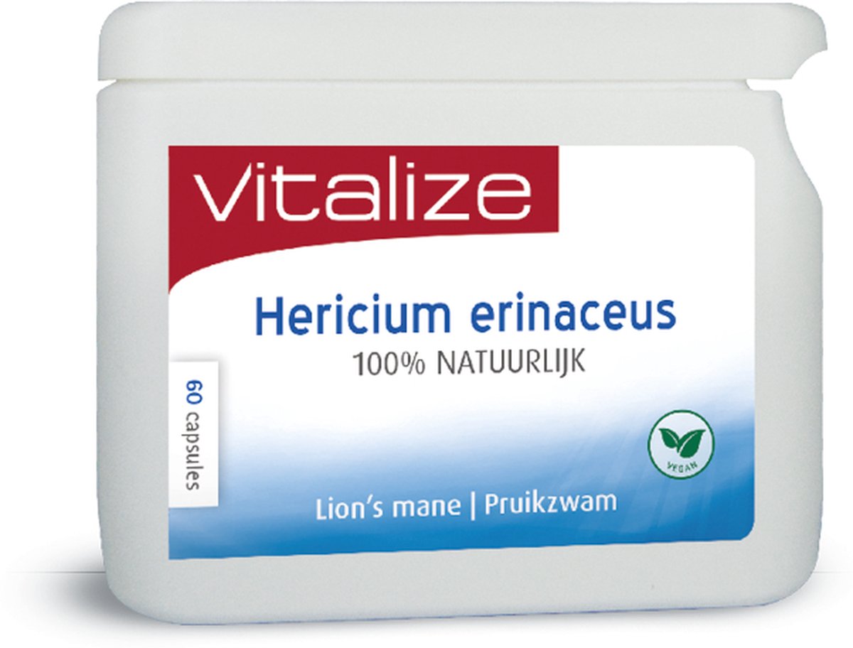 Goedkoopste Vitalize Pruikzwam Hericium Erinaceus 100 natuurlijk 60 capsules | 100 natuurlijk - Bevat volledig gamma van het vruchtlichaam