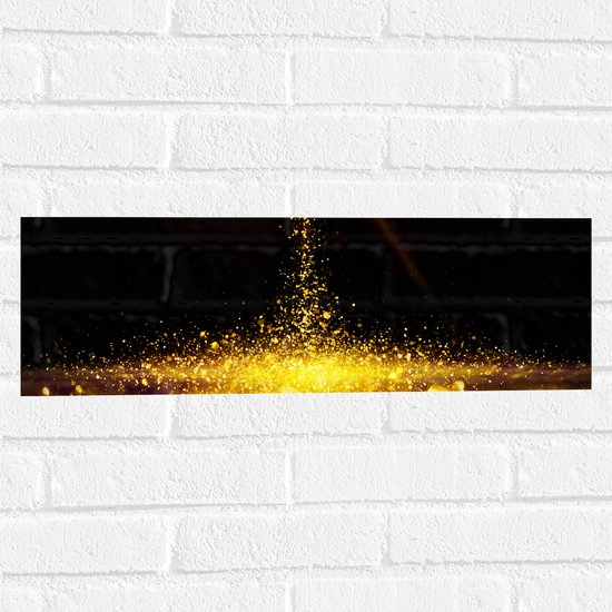 Muursticker - Gouden Glitters in Donkerkleurige Omgeving - 60x20 cm Foto op Muursticker