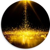 Dibond Muurcirkel - Gouden Glitters in Donkerkleurige Omgeving - 50x50 cm Foto op Aluminium Muurcirkel (met ophangsysteem)