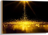 Hout - Gouden Glitters in Donkerkleurige Omgeving - 75x50 cm - 9 mm dik - Foto op Hout (Met Ophangsysteem)