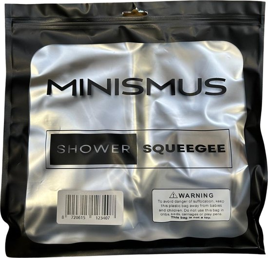 Minismus Raclette de Douche avec Support Magnétique Système de Suspension Sans Embouts - 21 cm de Large - Zwart