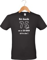 Mijncadeautje - Leeftijd T-shirt - Het duurde 75 jaar - Unisex - Zwart (maat M)