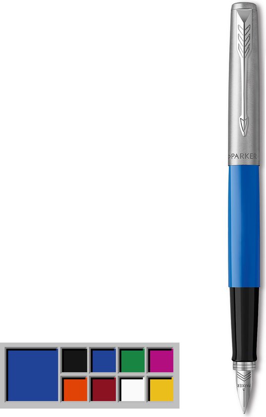 Parker Jotter Originals-vulpen | klassieke blauwe afwerking | medium punt | blauwe en zwarte inkt