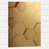Muursticker - Hexagon Wand in het Goud - 40x60 cm Foto op Muursticker