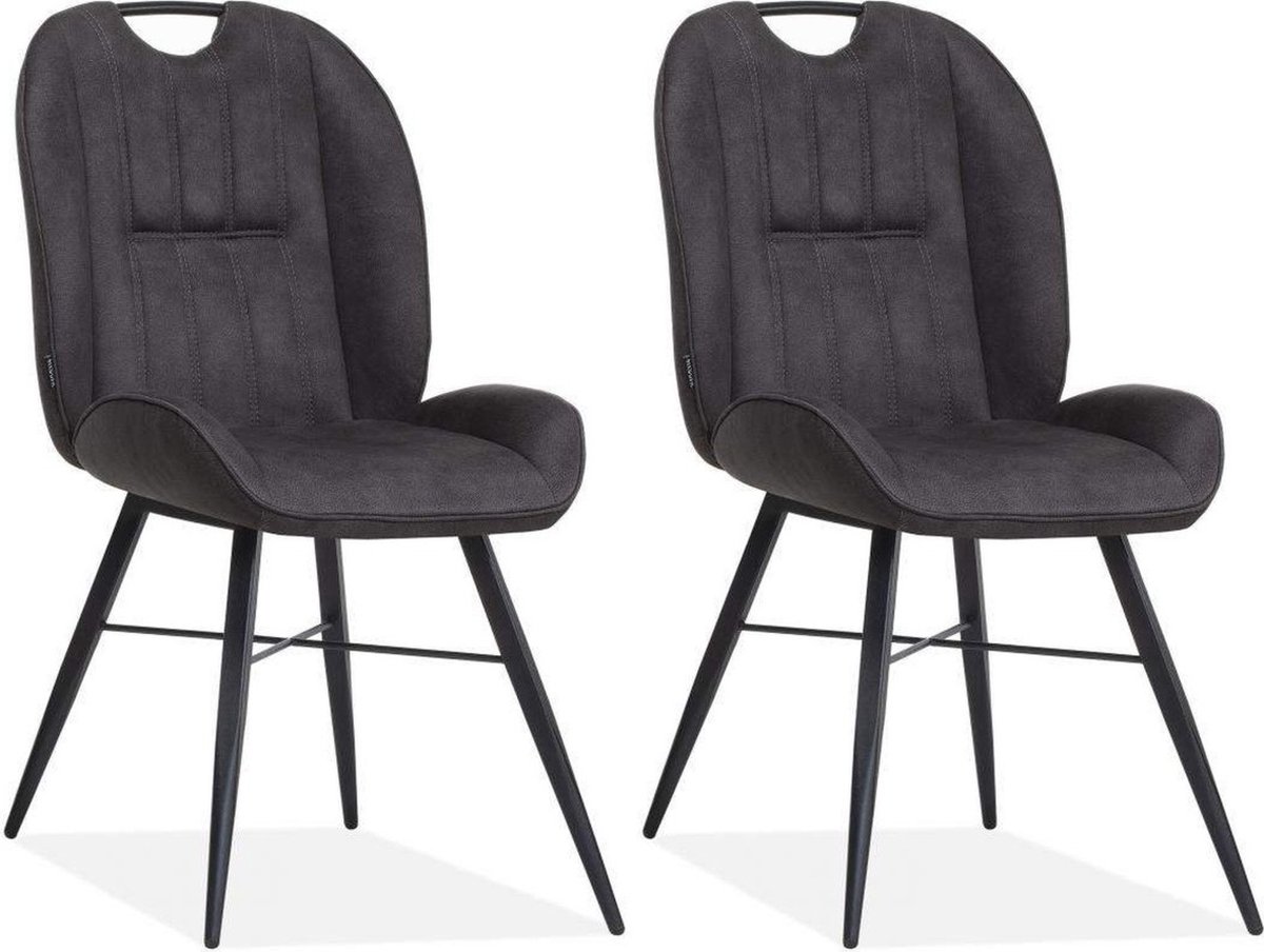 MX Sofa Eetkamerstoel Shelton - Antraciet (set van 2 stoelen)
