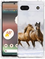 GSM Hoesje Google Pixel 6A Bumper Hoesje met transparante rand Paarden