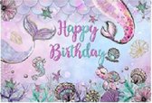 Spandoek - wand decoratie - voor u feestje op te vrolijken 150 cm x 100 cm - onderwaterwereld - Happy Birthday