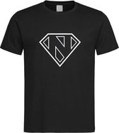 Zwart t-Shirt met letter N “ Superman “ Logo print Wit Size SX