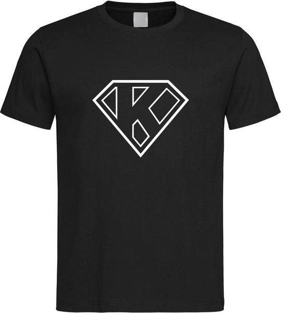 Zwart t-Shirt met letter K “ Superman “ Logo print Wit Size XXXXXL
