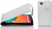 Cadorabo Hoesje geschikt voor LG Google NEXUS 5 in MAGNESIUM WIT - Beschermhoes in flip-design Case Cover van getextureerd imitatieleer