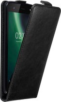 Cadorabo Hoesje geschikt voor Nokia 2 2017 in ZWARTE NACHT - Beschermhoes in flip design Case Cover met magnetische sluiting