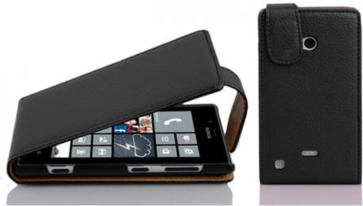 Cadorabo Hoesje geschikt voor Nokia Lumia 720 in ZWARTE OXIDE - Beschermhoes in flip-design Case Cover van getextureerd imitatieleer