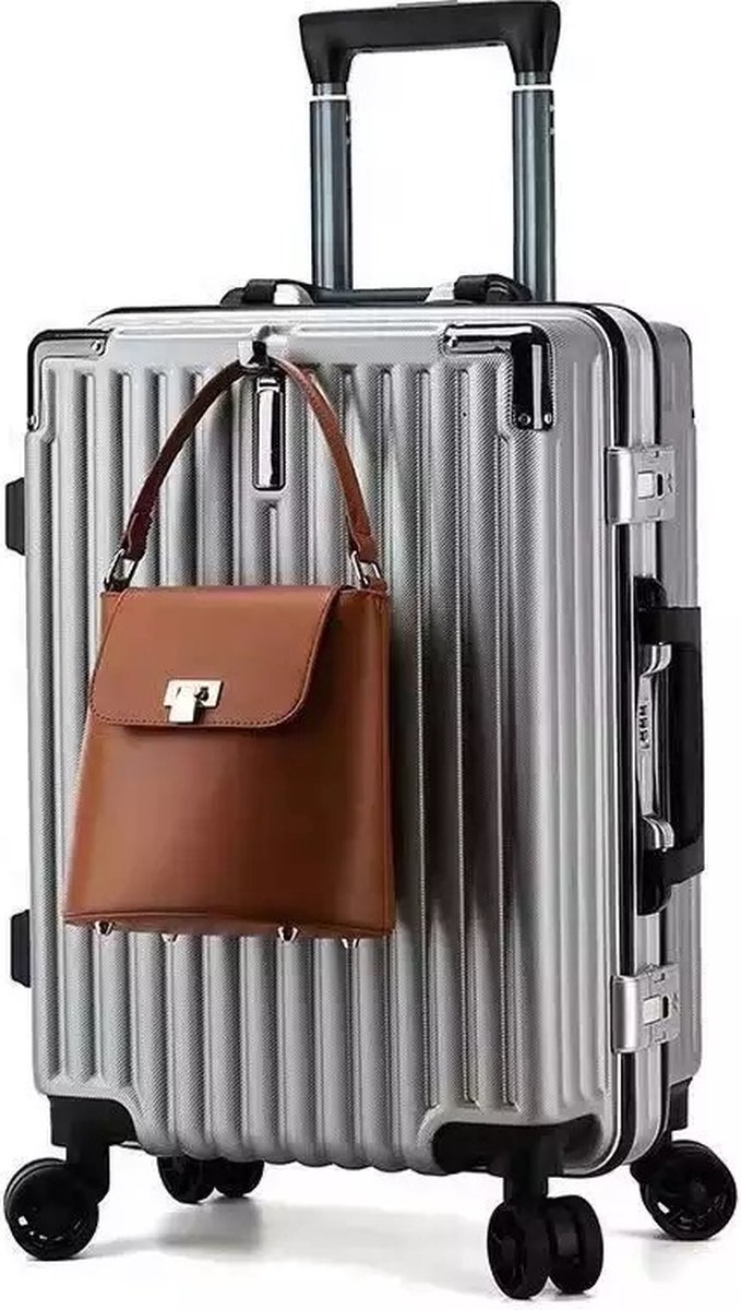 Design Handbagage Reiskoffer 20'', 50.8 cm Cabinbag, Spinner , Aluminium Magnesium Alloy Frame Koffer, (LIGHT GRIJS)