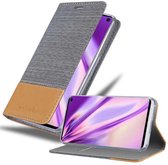 Cadorabo Hoesje geschikt voor Samsung Galaxy S10 4G in LICHTGRIJS BRUIN - Beschermhoes met magnetische sluiting, standfunctie en kaartvakje Book Case Cover Etui