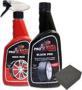 ProNano | Banden en velgen altijd in top staat! ProNano Black Pro bandenzwart - ProNano Inox Red Velgen reiniger! GEEN velgenborstel nodig! Gratis Blokspons! |