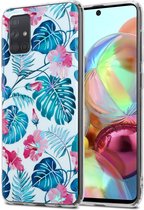 Cadorabo Hoesje geschikt voor Samsung Galaxy A71 4G in SCHILDPAD BLADEN - Beschermhoes gemaakt van TPU siliconen Case Cover met bloemenmotief