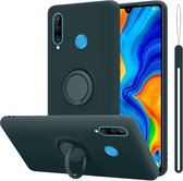 Cadorabo Hoesje geschikt voor Huawei P30 LITE in LIQUID GROEN - Beschermhoes van flexibel TPU silicone Case Cover met ring