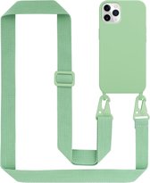 Cadorabo Mobiele telefoon ketting compatibel met Apple iPhone 11 PRO MAX in LIQUID LICHT GROEN - Silicone beschermhoes met lengte verstelbare koord riem
