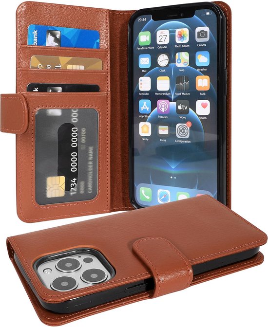 Coque Cadorabo pour Apple iPhone 13 PRO MAX en COGNAC BROWN - Coque de protection avec fermeture magnétique et 3 emplacements pour cartes