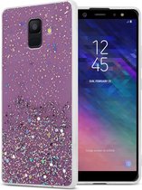 Cadorabo Hoesje geschikt voor Samsung Galaxy A6 2018 in Paars met Glitter - Beschermhoes van flexibel TPU silicone met fonkelende glitters Case Cover Etui