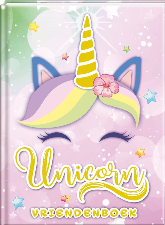 Unicorn Vriendenboek - 80 Pagina's Harde Kaft Met Gouden Glitter (19x14 Cm)