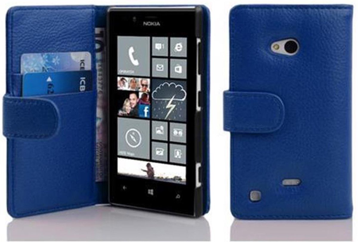 Cadorabo Hoesje geschikt voor Nokia Lumia 720 in KONINGSBLAUW - Beschermhoes van getextureerd kunstleder en kaartvakje Book Case Cover Etui