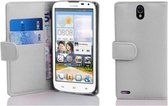 Étui Cadorabo pour Huawei ASCEND G610 en MAGNESIUM BLANC - Housse de protection en cuir artificiel texturé et pochette pour cartes Book Case Cover Etui