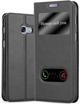 Cadorabo Hoesje voor Samsung Galaxy A5 2017 in KOMEET ZWART - Beschermhoes met magnetische sluiting, standfunctie en 2 kijkvensters Book Case Cover Etui