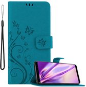 Cadorabo Hoesje geschikt voor Samsung Galaxy S8 in BLOEMEN BLAUW - Beschermhoes in bloemmotief met magnetische sluiting, standfunctie en kaartsleuven Book Case Cover Etui