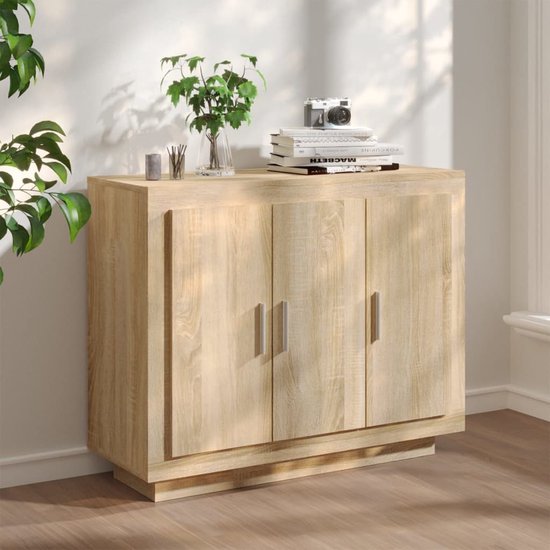 Modern Dressoir - 140 X 38 X 70 Cm - Met 3 Deuren Verstelbare Verdelers Spaanplaat Zwart