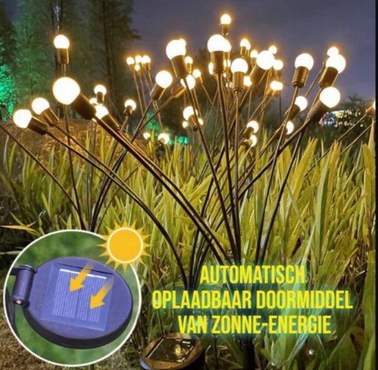 Lichtendirect- Solar Tuinlamp met grondspies 78CM –Solar Tuinverlichting – 2 SET– Tuinverlichting op zonne-energie buiten – Led buitenverlichting met sensor - Tuinfontein - Tuinfakkel / Tuinsteker / Tuinlantaarn