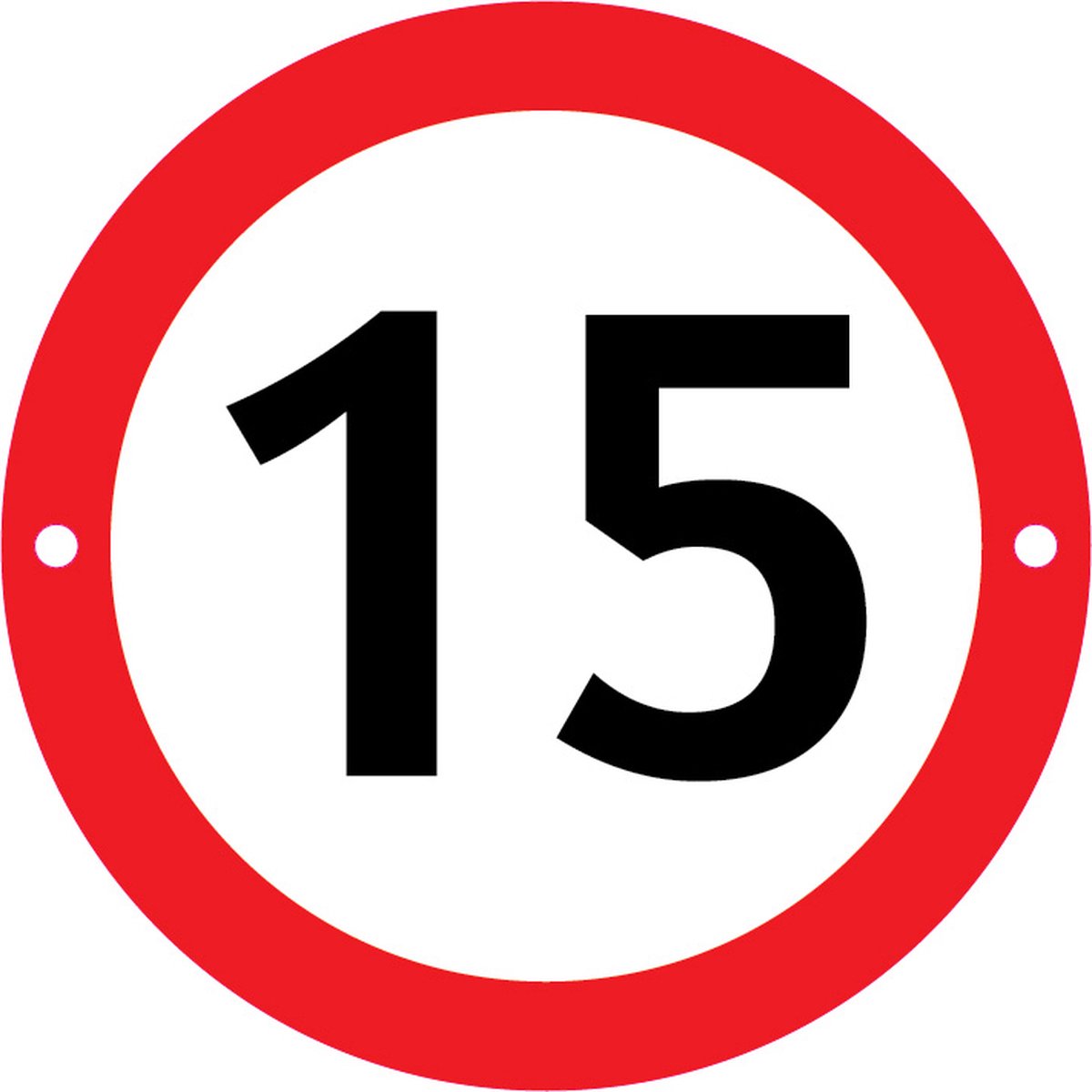 BWK - Verbodsbord 15 Kilometer - 25cmØ met 2 Boorgaten - op 3mm dik PVC Schuimplaat