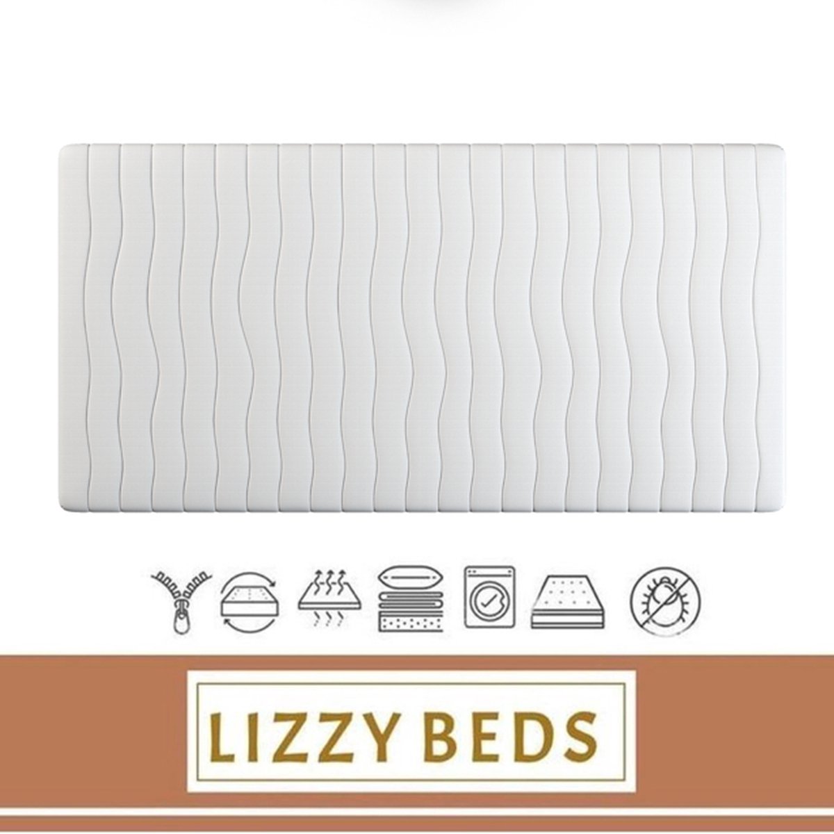 LizzyBeds Topdekmatras Nasa Traagschuim - 90x200cm - Circa 7cm dik - Lizzybeds Wit