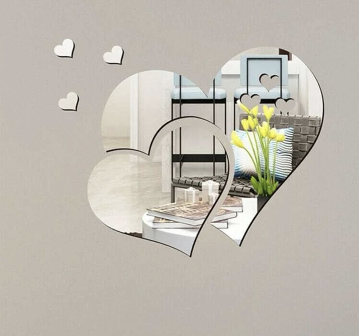 Boule Miroir En Forme De Cœur Avec Chaîne 52 Cm – Décoration Scintillante Pour Fête, Mariage, Noël, KTV