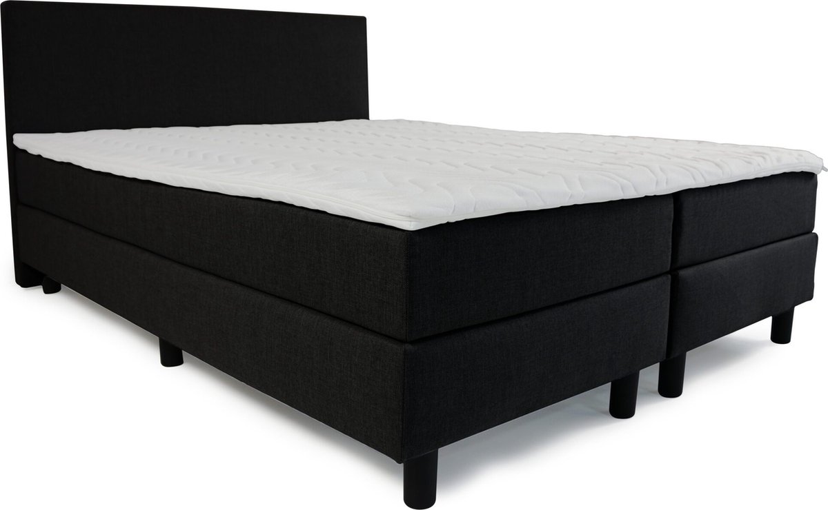 Berkbedding Boxspring Home - Compleet - Pocketvering - HR koudschuim - Zwart - 90x210 cm