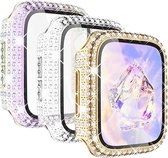 3-Pack Kades Bling Cases Voor Apple Watch 44mm - Compatible Met 44mm Apple Watch 6, 5, 4, SE 2020/2022 - Screen protector - Gold Clear Meerkleurig - Bescherming